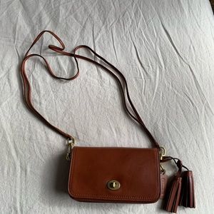Coach brown leather crossbody bag